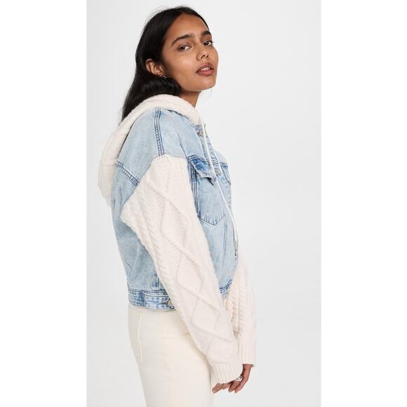 Blank NYC Denim and Knit Mixed Media Denim Jacket Size M - Picture 10 of 13